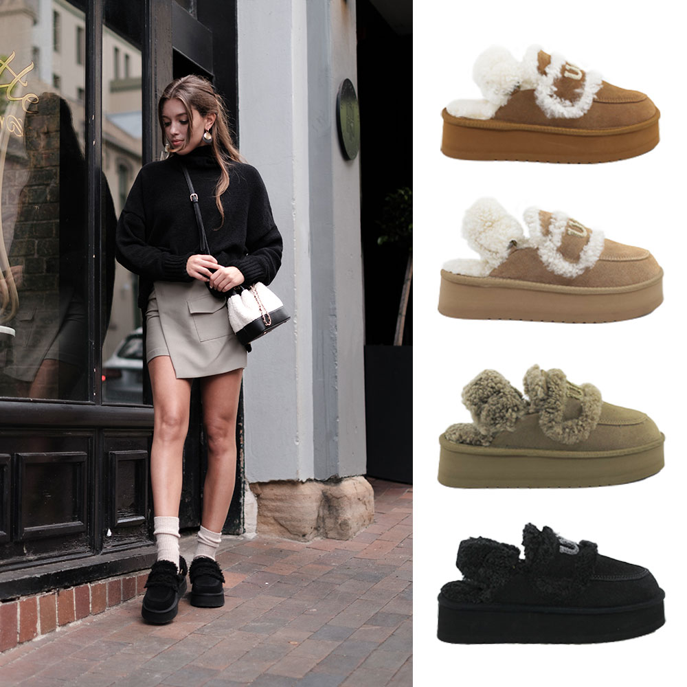 [무료배송] 호주정품 럭스오즈 플러피 플랫폼 탈부착 밴딩 어그 슬리퍼 (굽5cm) LUXOZ UGG LU002