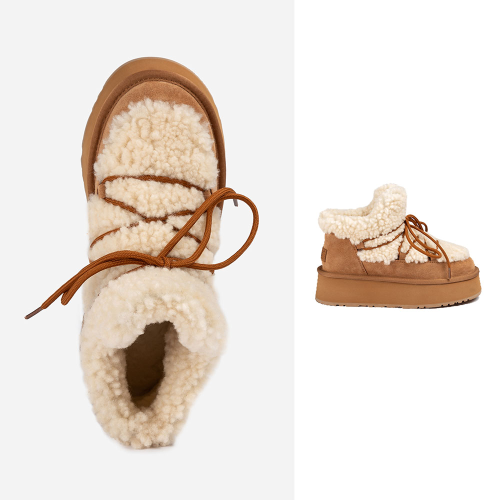 [무료배송] 호주정품 오즈웨어 클래식 플러피 레이스업 플랫폼 미니 스노우 어그 부츠 OZWEAR UGG OB849F